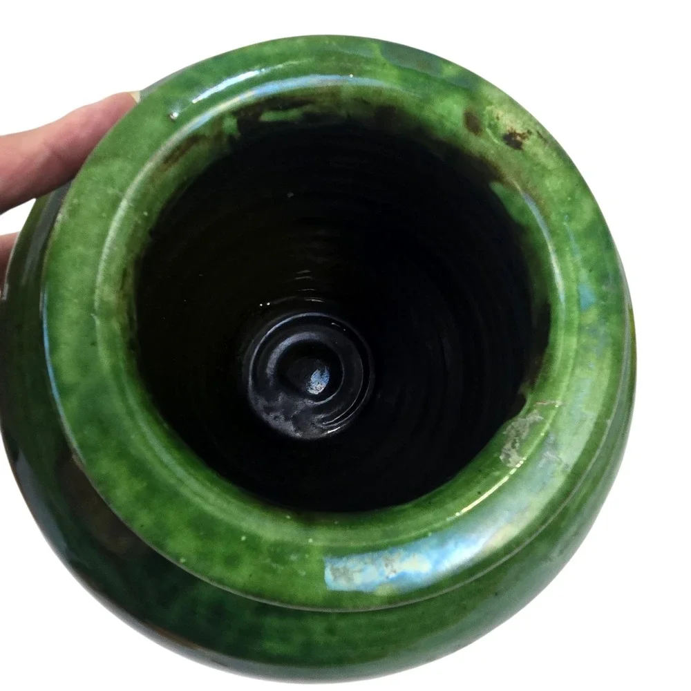 Signed Mid-Century Poterie Ravel Aubagne Green Glazed Terracotta 8